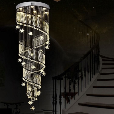 সিঁড়ি লবি আধুনিক ক্রিস্টাল বল ঝুলন্ত LED চ্যান্ডেলাইয়ার হোম ডেকোরেশন ইনডোর